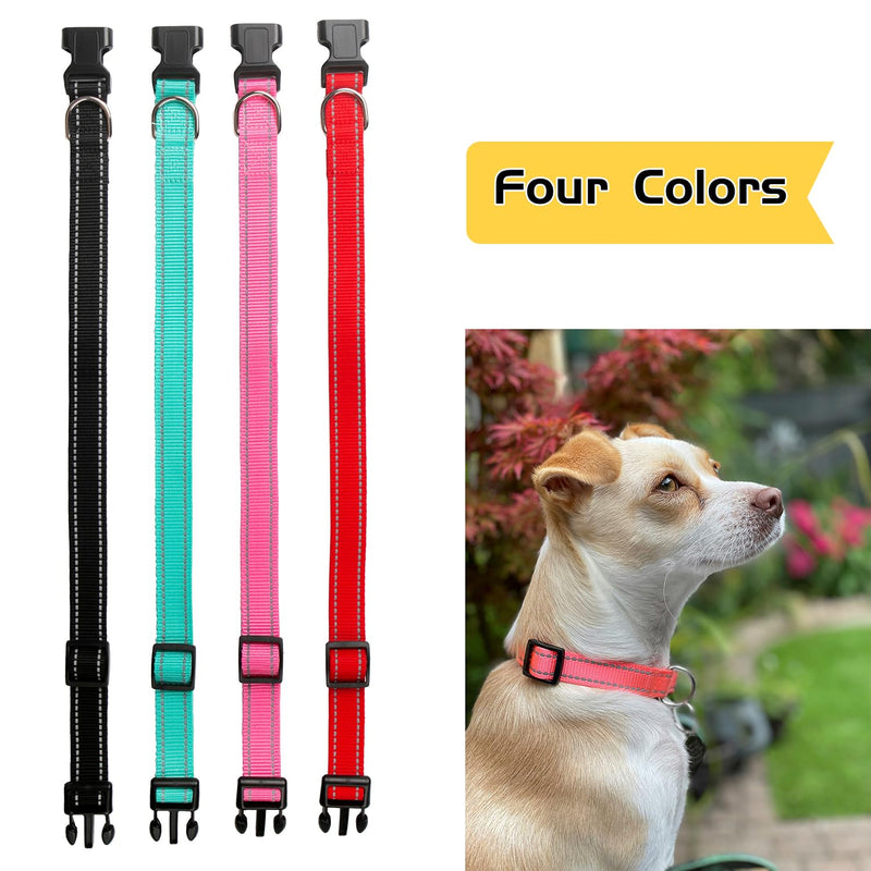Dog Collar and Leash Set for Small,Medium,and Large Dogs,Ajustable Reflective Nylon Dog Collars and Leashes with Quick Release Buckle,Pink S(Collar+Leash) Small (Collar+Leash) Pink Collar+Leash - PawsPlanet Australia