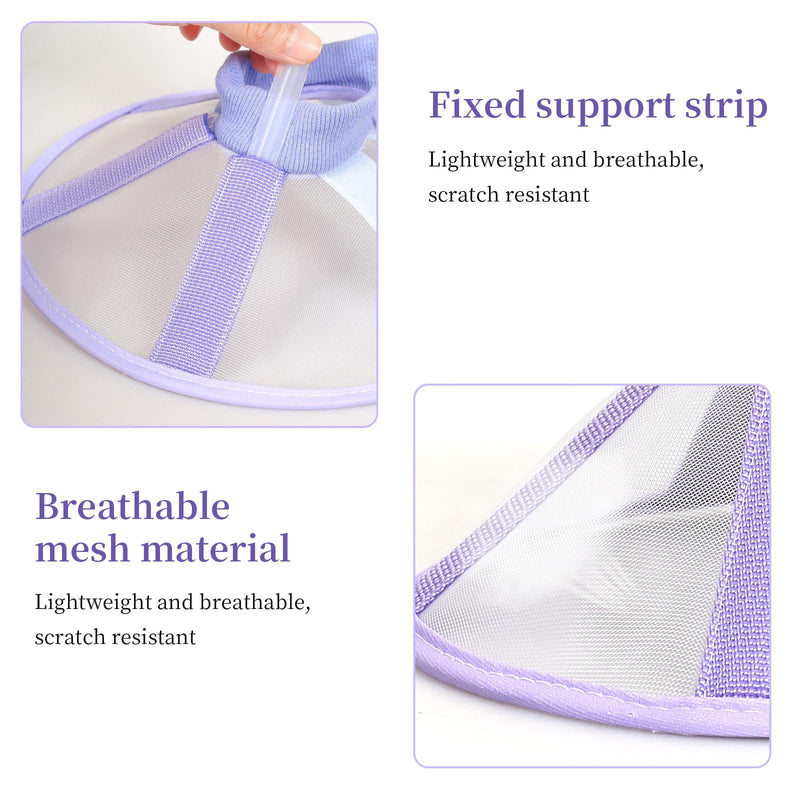 Conical Collars for Cats, Purple Breathable Air Fabric, Post-Operative Protective Collar to Prevent Licking, Adjustable Size, Suitable for Kittens and Cats