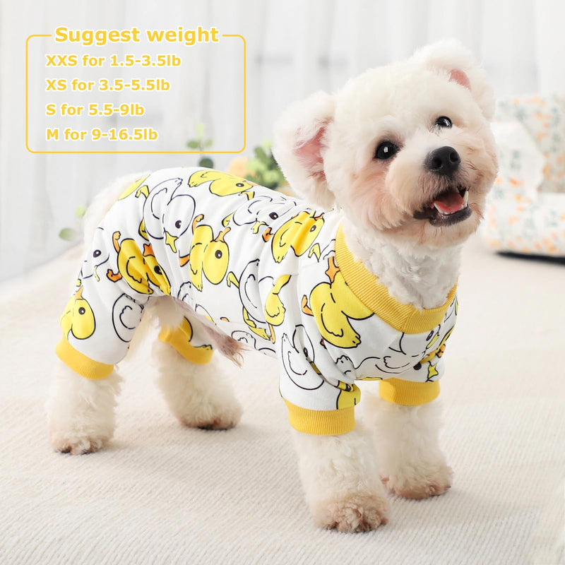 Fall Dog Pajamas Sweaters for Small Dogs Fleece Dog Onesie Stretchy Puppy Sweater Warm Small Dog Clothes Dog Pjs Pet Apparel,XXS Dog Clothes,Yellow Duck XX-Small Yellow Duck - PawsPlanet Australia