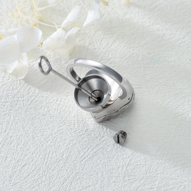 Sterling Silver Dog Urn Ring for Ashes, Dog Memorial Keepsake Cremation Jewelry Gifts for Dog Lovers Women Abalone Shell Size 8 - PawsPlanet Australia