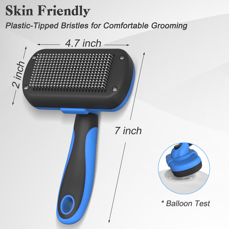 Self Cleaning Slicker Brush for Dogs & Cats, Skin Friendly Grooming Cat Brush, Dog Brush for Shedding, Deshedding Brush, Hair Brush Puppy Brush for Haired Dogs, Pet Supplies Accessories, Blue - PawsPlanet Australia