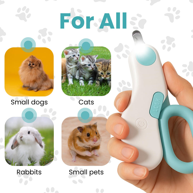 LED Pet Nail Clipper with Safety Guard for Cats & Small Dogs - Claw Trimmer with Light for Nail Bloodline - Razor Sharp Blades for Kitten Bunny Rabbit Bird Ferret Guinea Pig Hamster - PawsPlanet Australia