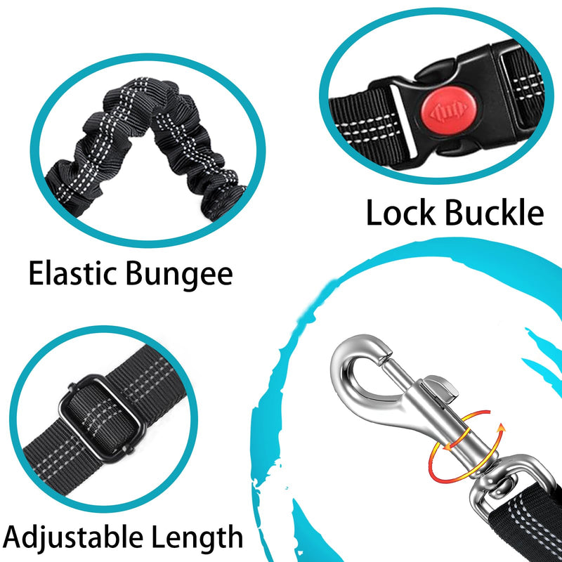 Dog Seat Belt,Updated Dual-use Dog Seatbelt for Vehicle Headrests, Dog Car Leash - Bungee Retractable Adjustable for Your Pet, Pet Safety Car Harness for Dogs Heavy Duty & Elastic (Black, Medium) Black - PawsPlanet Australia