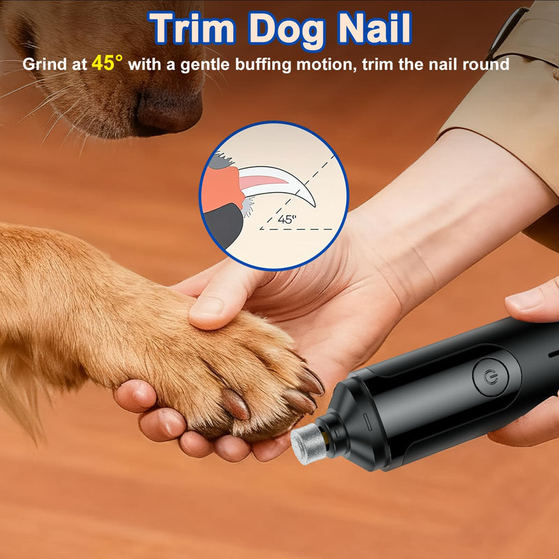 Dog Nail Grinder, Quiet and Low-Vibration Dog Nail Trimmers for Large Dogs, Medium, Small Dogs Cats Pets, Upgrade Professional Electric Pet Paws Toenail Grooming Tool Black - PawsPlanet Australia