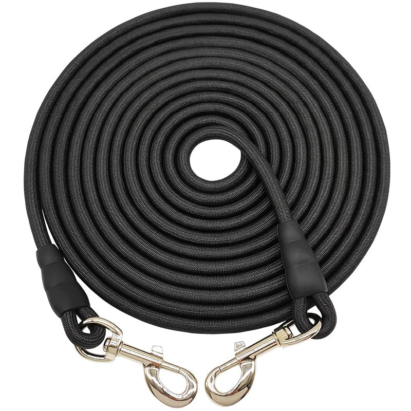 Tie Out Rope Dog Leash, 8-10-13-15-20-25-30-35-40-45-50 FT Heavy Duty Nylon Check Cord for Medium Large Dogs Indoor/Outdoor Playing Camping Backyard (Black, 3/8" x 50ft) black