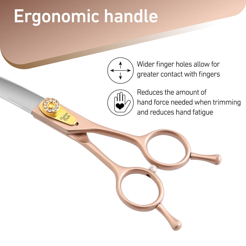Fenice Peak 45° Extra Curved Dog Grooming Scissors 440C Stainless Steel 7.5'' Big Arc Curved Shears Rose Gold Sharp and Durable Trimming Scissors for Dogs and Cats - PawsPlanet Australia