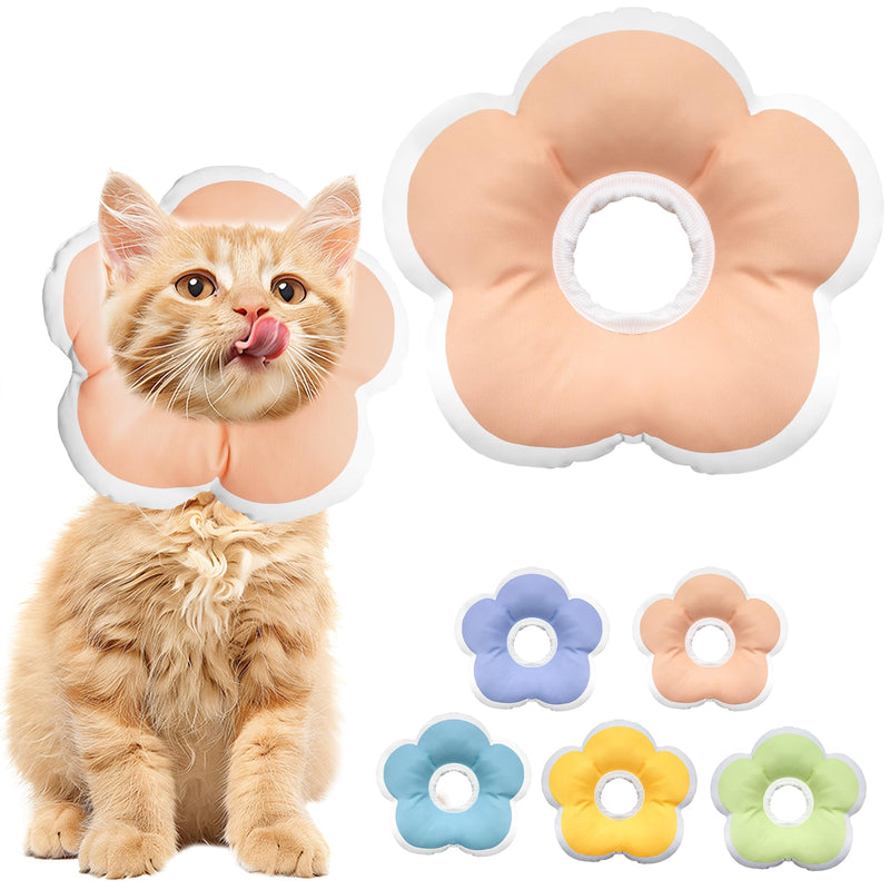 Cat Cone Collar Soft, Waterproof Cats Cones to Stop Licking After Surgery, Adjustable Soft Elizabeth Cats Collars for Wound Healing, Flower Shape Cat Recovery Collar (Pastel Orange, X-Small) Pastel Orange