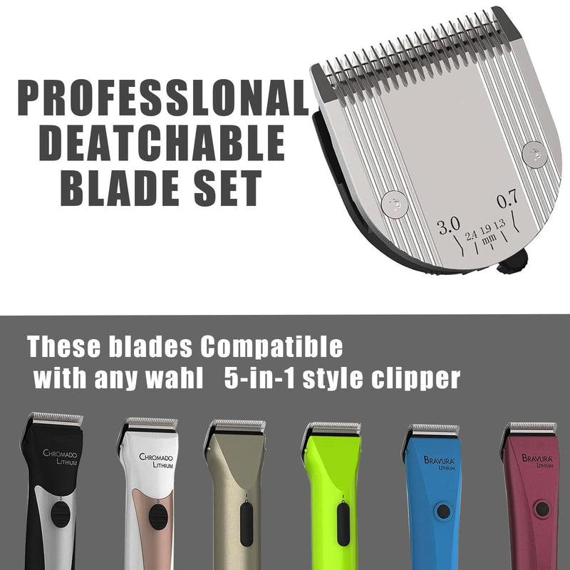 Audoc 5 in 1 Blades Adjustable Dog Grooming Replacement Blades Compatible with Wahl Animal Clipper Arco, Bravura, Chromado, Creativa, Figura, and Motion Pet, Dog, and Horse (Silver/3PC) GOLD/3PC - PawsPlanet Australia