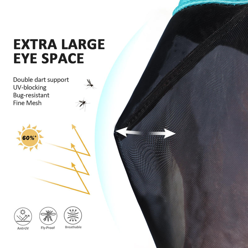 Harrison Howard Pro Luminous Horse Half Face Fly Mask Large Eye Space with Ears UV Protection for Horse Teal M Medium - PawsPlanet Australia