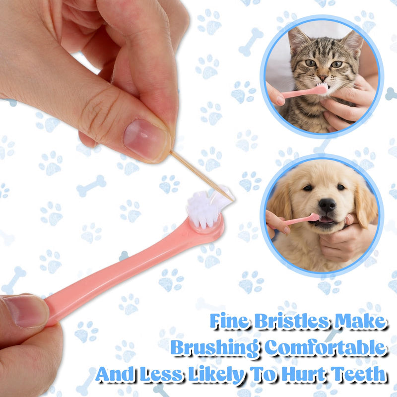 4pcs Small Dog & Cat Toothbrush, Pet Toothbrush Mini Head Soft Tooth Brush Deep Clean Puppy Tooth Brushing Kit for Small to Large Dogs Cats Portable Travel Friendly and Easy to Use