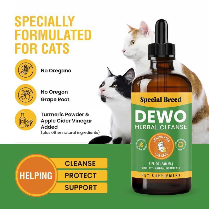 Natural Intestinal Defense for Cats, Herbal Cleanse with Wormwood, Black Walnut, Turmeric - NO Oregano - Digestive Support Promotes Gut Health & Flora Balance, Made in The USA, 8oz