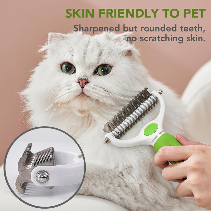 Pet Grooming Brush- Double Sided Dematting and Deshedding Undercoat Rake Brush for Dogs and Cats, Green - PawsPlanet Australia