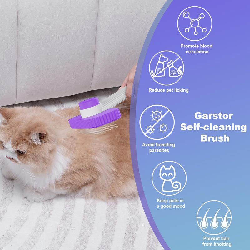 Cat brush, Cat Brush for Long or Short Haired Cats, Remove Loose Fur and Mats, Rounded Pins Reduces Painful Pulling, Not for Tangle and Curly Fur, Purple - PawsPlanet Australia