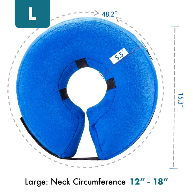 E-KOMG Dog Cone After Surgery, Protective Inflatable Collar, Blow Up Dog Collar, Pet Recovery Collar for Dogs and Cats Soft (Large(12"-18"), Blue) Large(12"-18") - PawsPlanet Australia