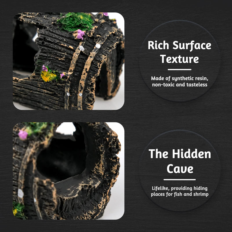 2 Pieces Broken Barrel Aquarium Decorations, Caves Hide Hut Fish Tank Ornaments, Shipwreck Theme Landscaping Hideouts Accessories - PawsPlanet Australia