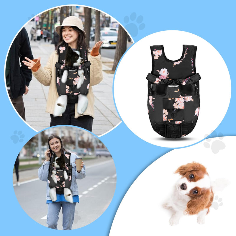 Petmolico Pet Dog Carrier Backpack, Adjustable Dog Legs-Out Front Backpack, Hands-Free Cat Pup Front Carrier Travel Bag, Easy-fit for Traveling Hiking for Small Medium Dogs, XL, Pink Rose - PawsPlanet Australia