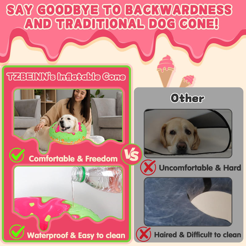 Inflatable Dog Pillow Cone Collar Alternative After Surgery, Donut Soft Head Cone for Golden & German Shepherd Extra Large Dogs, etc, Protective Comfortable E Collar Recovery Cone Not Block Vision Waterproof twill fabric - PawsPlanet Australia