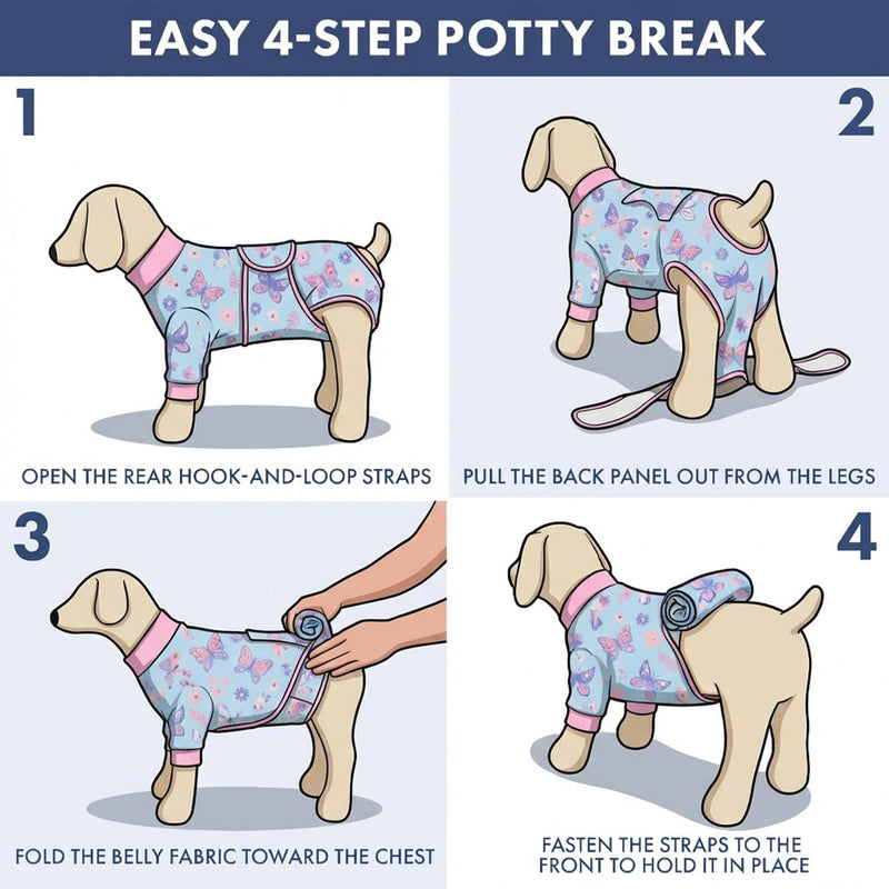 Spark Paws Dog Surgery Recovery Suit – Dog Recovery Suit After Surgery, Anti-Lick Dog Onesie, Abdominal Wound Protector, Soft Cone Alternative for Spay Neuter Male Female Pet Recovery - Butterfly, 4XL 12 Butterfly 4XL: 75-100lbs - PawsPlanet Australia