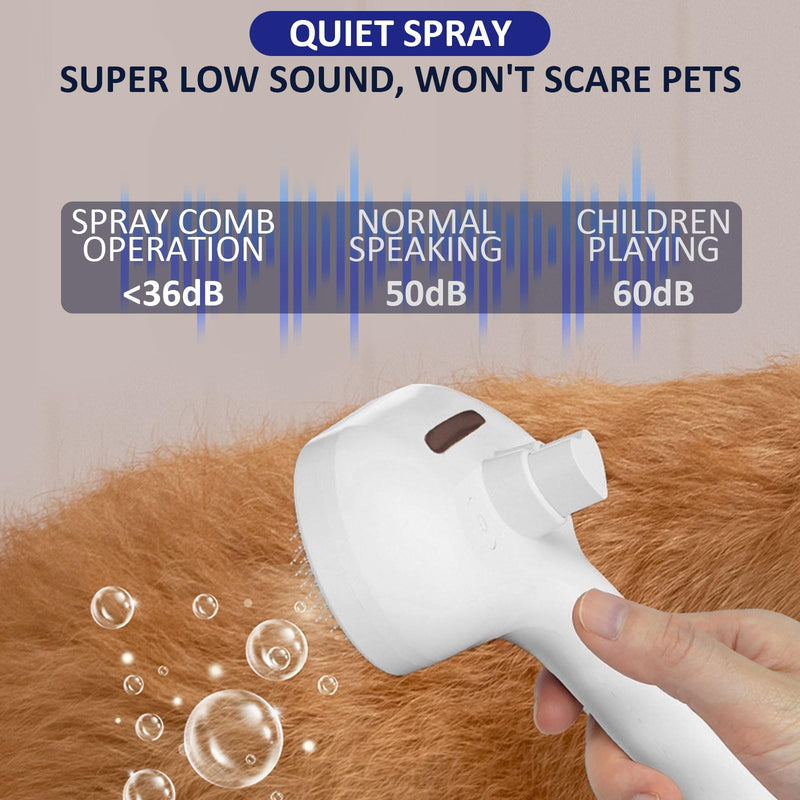 Fresh Fur Shower Brush for Dogs, 3 In 1 Self Cleaning Steamy Pet Brush, Pets Spray Hair Removal Comb - Anti-Static, Dog Grooming Tool With Steam | Skin-Friendly Design (White) White - PawsPlanet Australia