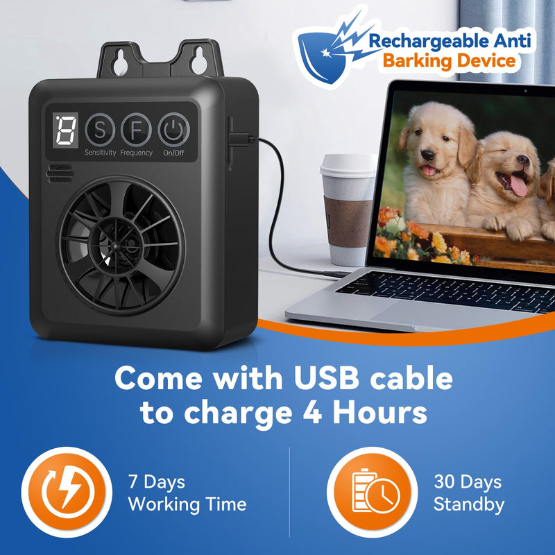 Anti Barking Device for Dogs, 50FT Rechargeable Ultrasonic Dog Bark Control Devices with 4 Modes Stop Neighbors Dogs Barking Waterproof Bark Deterrent Box, Dog Barking Silencer Safe for Outdoor Indoor - PawsPlanet Australia