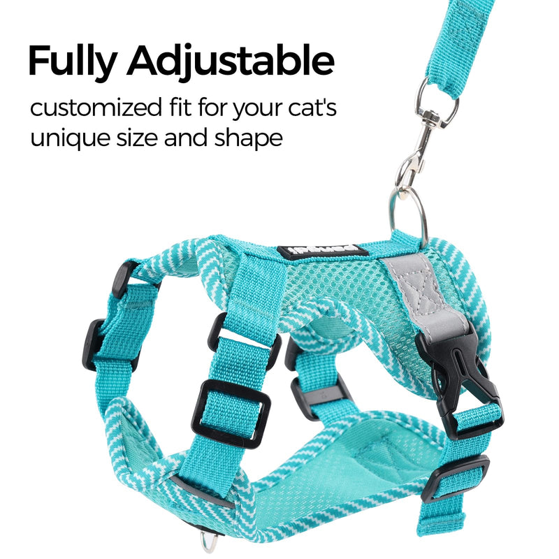 Cat Harness and Leash Escape Proof Extra Large Kitten Harness Maine Coon Cat Vest for Walking Travel, Turquoise, XL X-Large