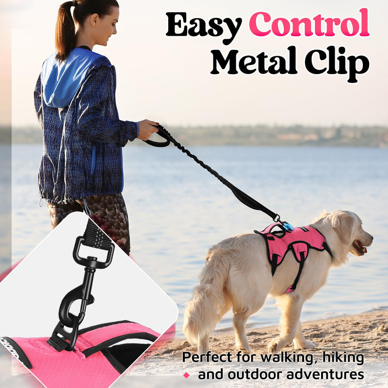 rabbitgoo Escape-Proof Dog Harness Medium with Large Handle, Anti-Pull Reflective Working Service Pets Vest, Breathable Pets Vest, Adjustable Lift Support Body Harness Large Dogs Outdoor, M, Pink M (Pack of 1)