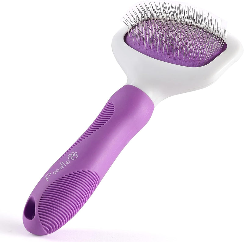 Poodle Pet Bundle - Dematting Fur Rake Comb Brush Tool with Steel Safety Blades for Detangling Matted or Knotted Undercoat Hair and Slicker Brush for Small and Large Dogs Pet Hair Remover - PawsPlanet Australia