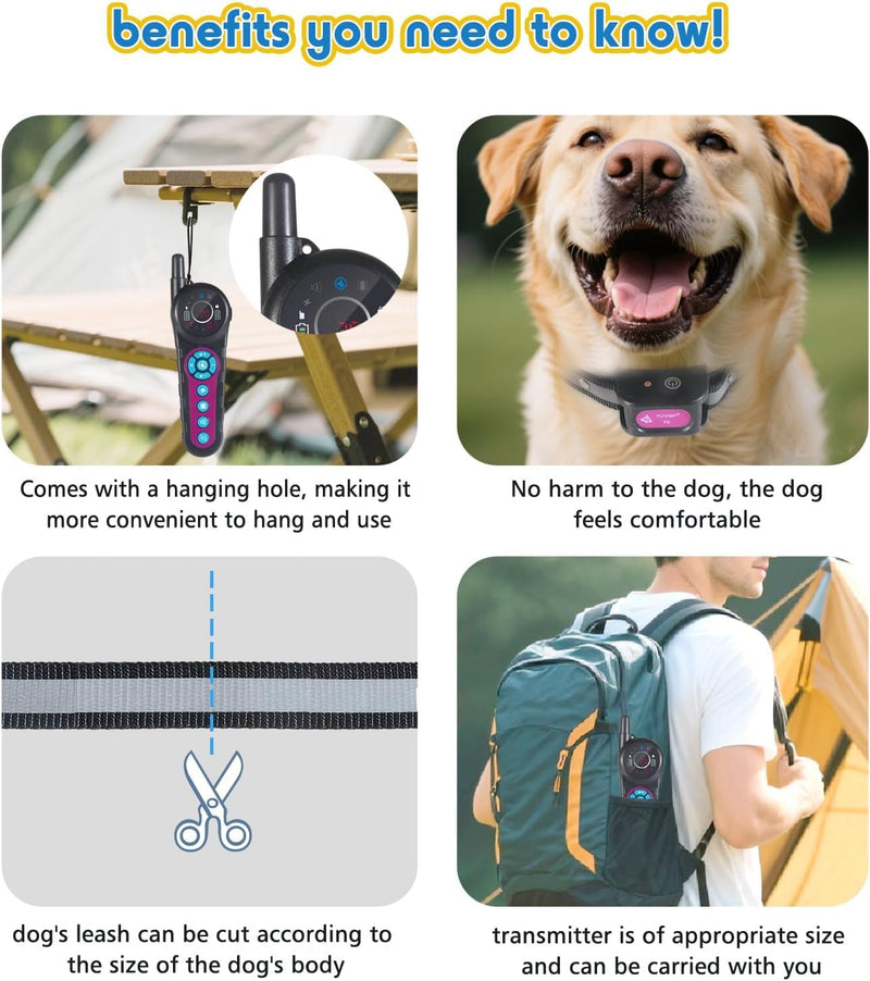 DOTSTAR Dog Wireless Fence Training Collar Electric Pet 2 in 1 System, Portable Dog Perimeter Fence Rechargeable Training Collar, Pet Containment System with 3 Training Modes for Medium Large Dogs For 1 Dog Black