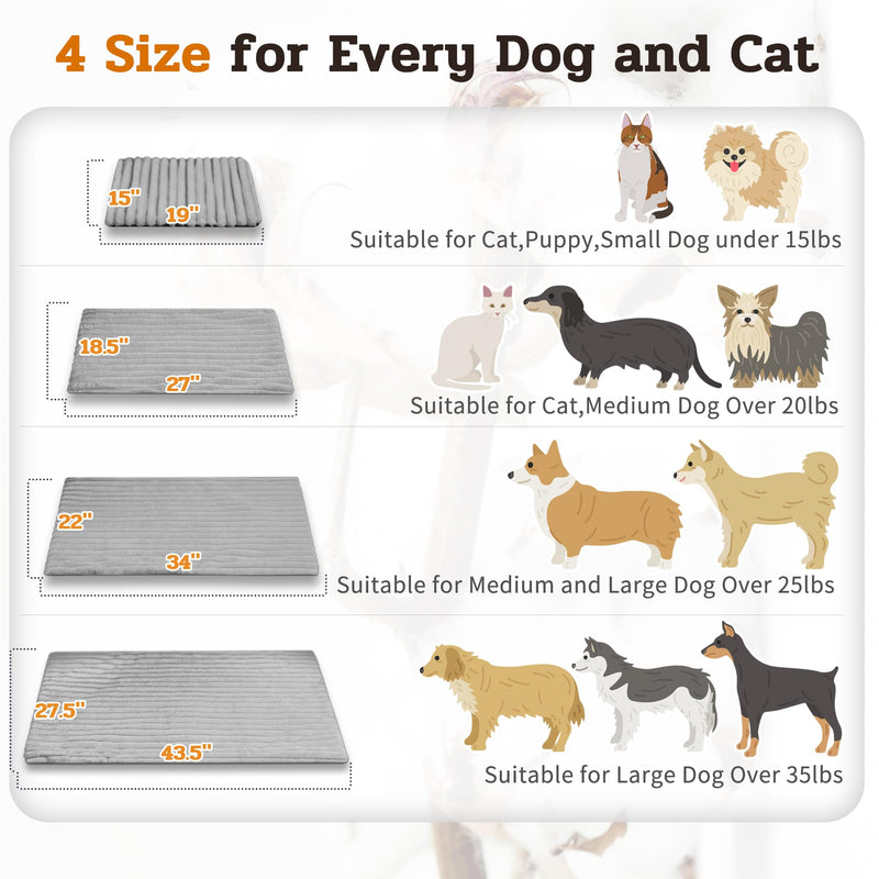 NWK Pack of 4 Fluffy Self Warming Cat Mat, Cat Blanket, Thermal Dog Mat, Washable, Non-Slip Bottom for Sofa & Crate & Kennel & Car Seat (Misty Gray, Small (19'' X 15'' X 0.7'')) Misty Gray Small (19'' X 15'' X 0.7'') - PawsPlanet Australia