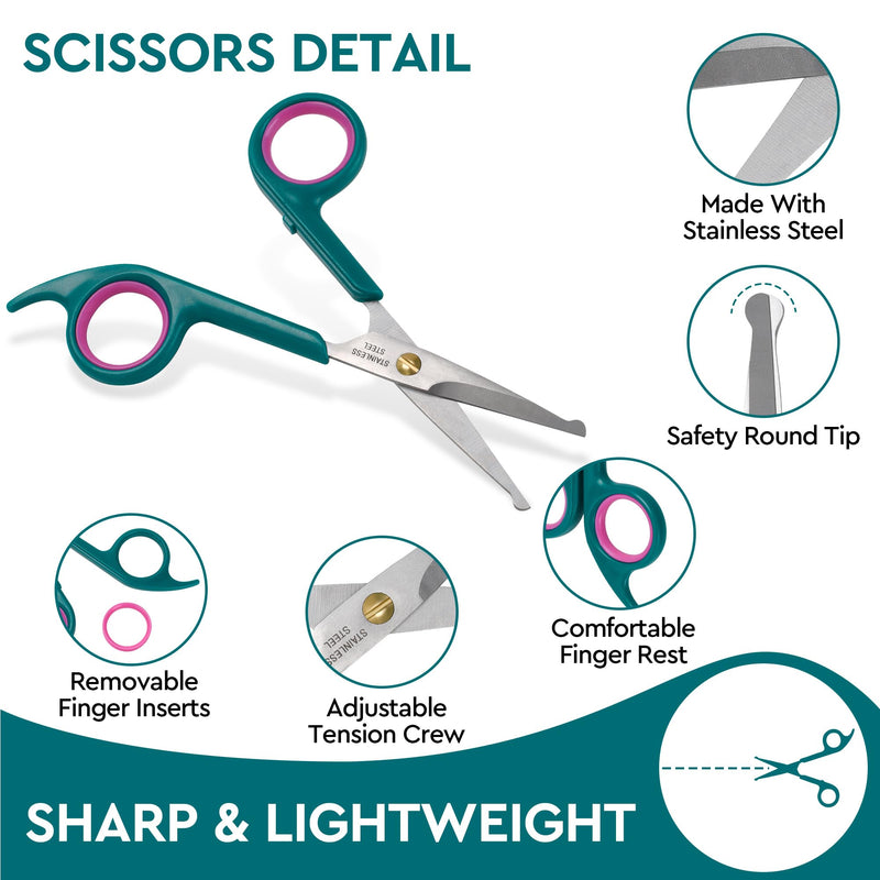 Professional Dog and Cat Grooming Scissors, Pet Grooming Shears, Sharp Stainless Steel Blade With Round Tips - Safety Fur Trimming for Dogs, Cats, Horses (Set of 2) - PawsPlanet Australia