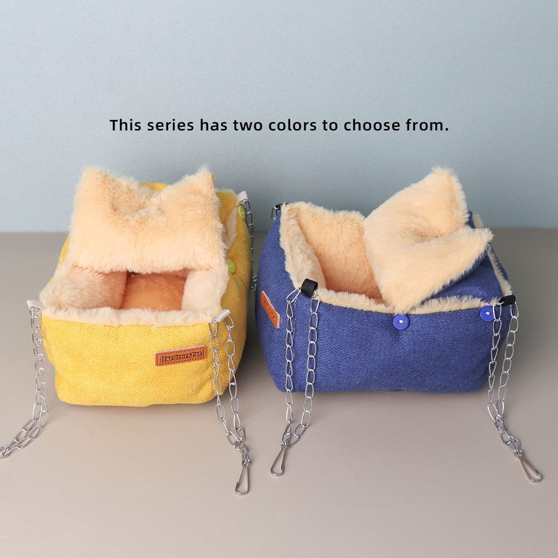Sugar Glider Pouch, Small Animals Warm Plush Triple Bunkbed，Hamster Hanging Hammock Bed Hideout, Dwarf Hamsters Beds Cage Accessories Toys for Gerbils and Fancy Rat(Yellow) Yellow - PawsPlanet Australia