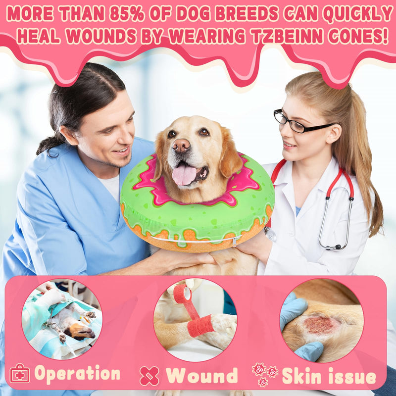 Inflatable Dog Pillow Cone Collar Alternative After Surgery, Donut Soft Head/Neck Cone for Beagle Dachshund Medium Dogs, etc, Protective Comfortable E Collar Recovery Cone Does Not Block Vision Waterproof twill fabric Medium Sized(Neck:10.2-15in) - PawsPlanet Australia
