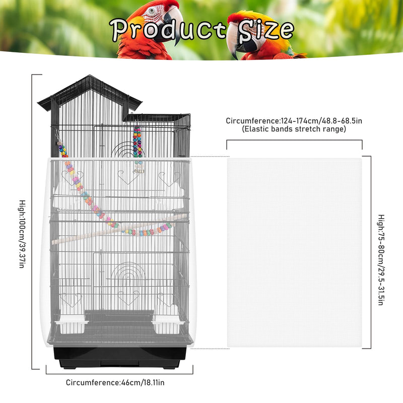 Universal Bird Cage Seed Catcher – Stretchy, Lightweight Mesh Skirt for Parrot Cages, Stops Scatter, Breathable Fabric, Adjustable & Reusable, White viiwxx - PawsPlanet Australia