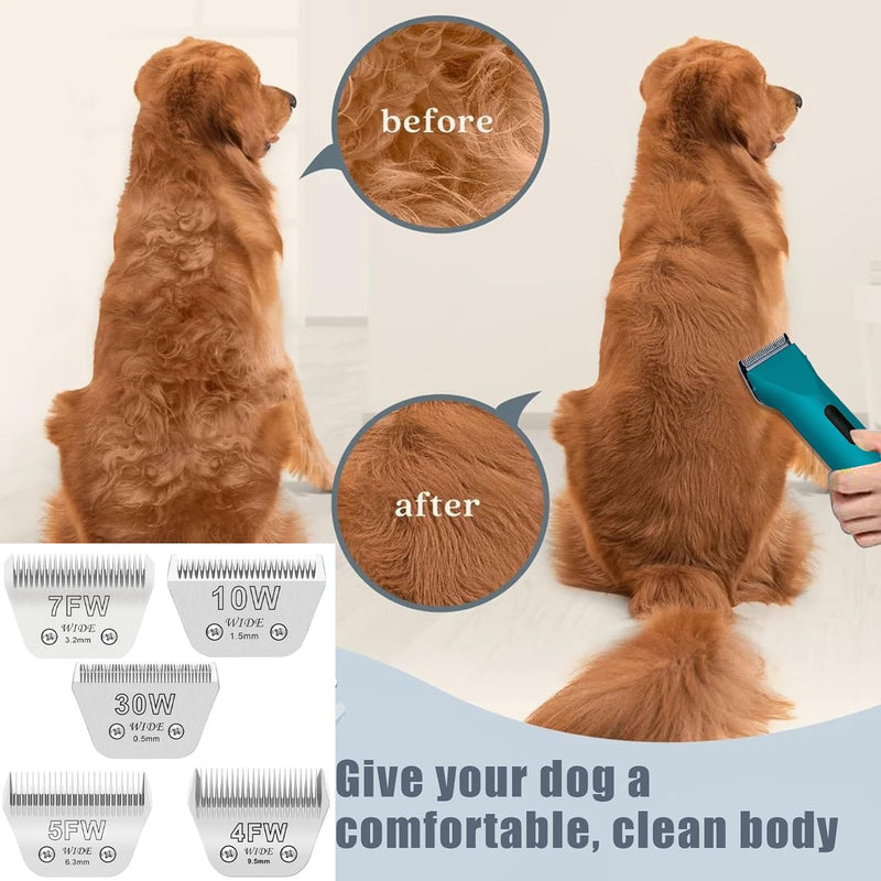 Audoc Wide Blades for Dog Grooming Blades Compatible with Andis,Oster A5,Wahl km10 Dog Clippers Stainless Steel Blades Blades for Animal Dog,Cat,Horse, (#7FW(3.2mm)/2PCS) #7FW(3.2mm)/2PCS