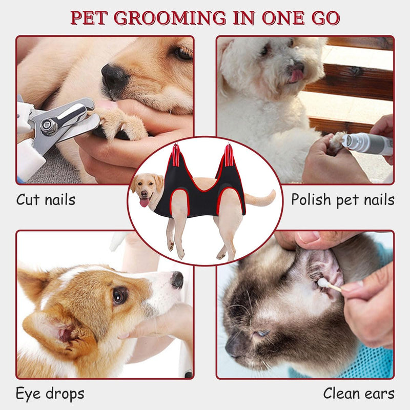 Cat & Dog Grooming Hammock, 12 In 1 Pet Grooming Hammock Harness with Comb, File & Nail Clippers, Nail Cutting Helper for Pets Nail Trimming Bathing Ears Care Washing