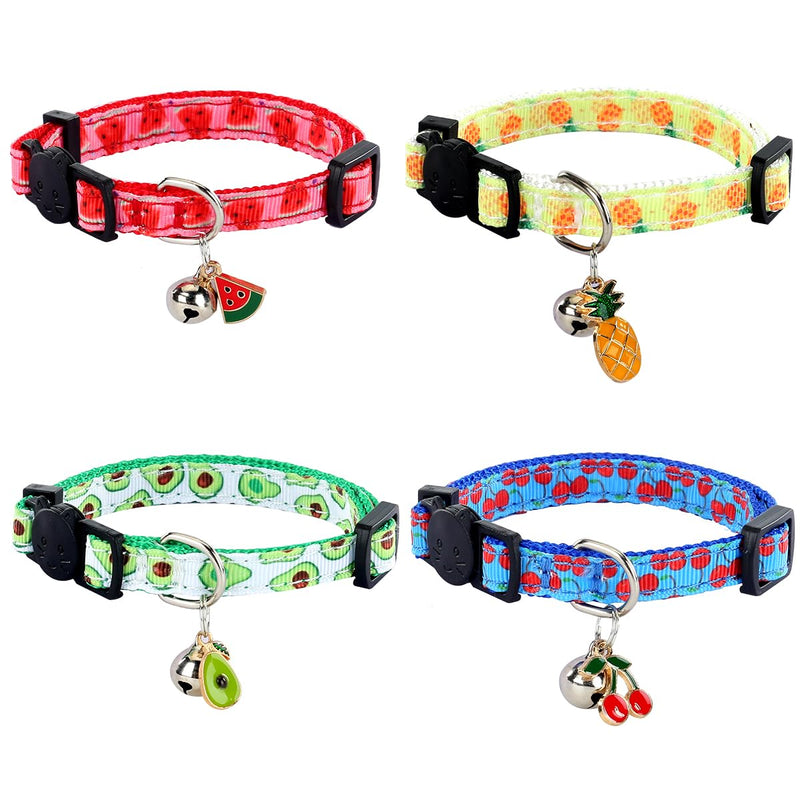 Breakaway Cat Collar with Bell, 4 Pack Safety Adjustable Cat Collars Set… fruit - PawsPlanet Australia