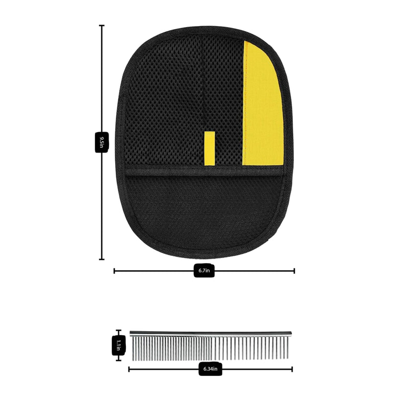 Pet Hair Removal Glove & Dog Comb Grooming Set, Wavy Textured & Anti-Static Grooming Glove for Cats and Dogs, Massage & Bonding Deshedding Brush, Home Furniture Car Shedding Brush Kit - PawsPlanet Australia