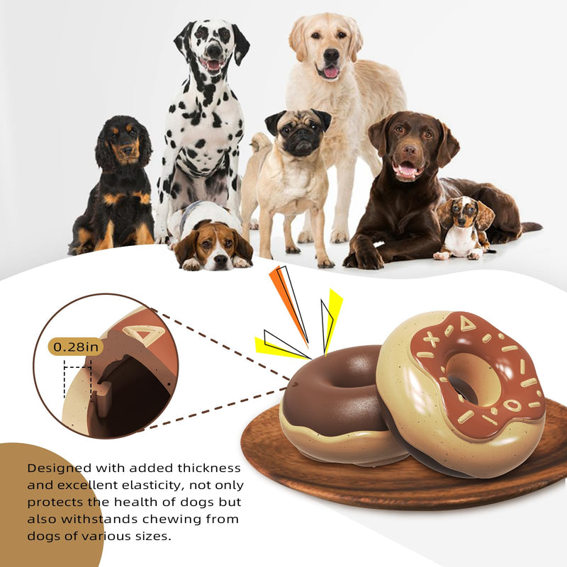 AUTENS Squeaky Donut Dog Toys for Aggressive Chewers with Squeaker and Creamy Fragrance, Thicker, Larger for Medium, Large Breeds Heavy Duty Durable Dog Chew Toy (Brown) Brown - PawsPlanet Australia