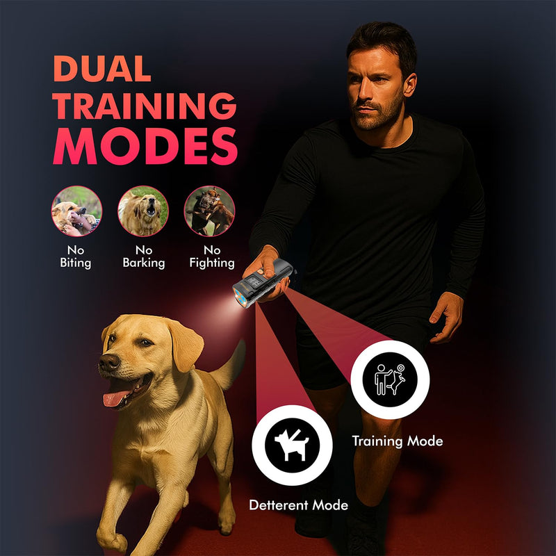 DEVOGUE® Dog Bark Deterrent Devices with 4 Training Modes – Rechargeable Anti Barking Device for Dogs, Ultrasonic Dog Bark Deterrent Devices with 12–15m Range (Three Head)