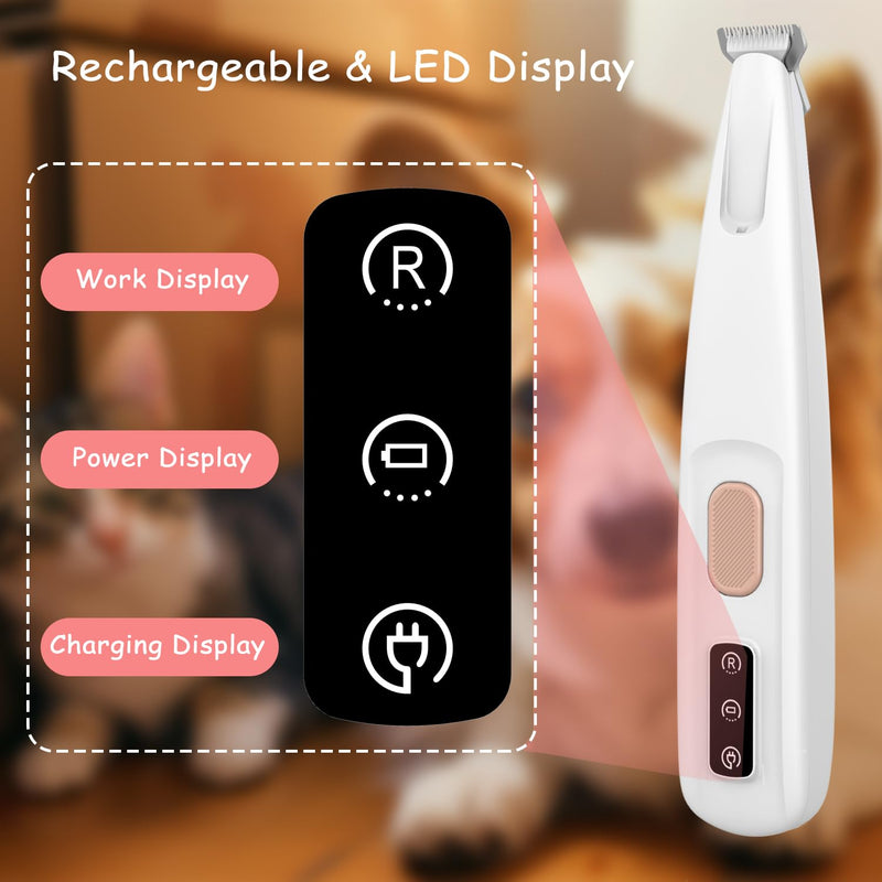 Dog Paw Trimmer with Detachable Ceramic Blade for Trimming, Cat & Dog Hair Clippers, Electric Dogs Trimmer for Paws, Rechargeable Paws Trimmers for Paws, Eyes, Ears, Face, Rump-White(Set of 3) White Set of 3 - PawsPlanet Australia