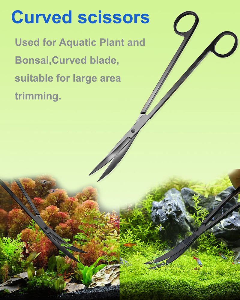 4Pcs Aquascaping Tools Kit, Long Stainless Steel Aquarium Plant Tools with Black Anti-rust Coating, Aquarium Tweezers, Scissors, and Scrapers for Aquascaping Cleaning（Magnetic Tool Holder） - PawsPlanet Australia