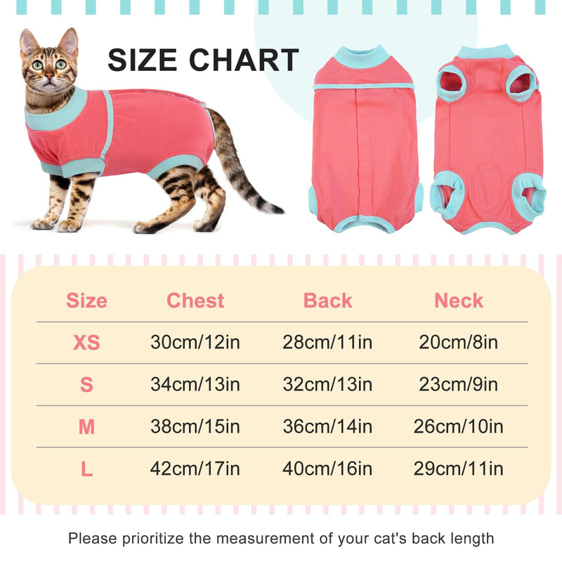FUAMEY Cat Recovery Suit,Female Cat Spay Suit Kitten Surgery Onesie Cat Bodysuit Alternative to Cone Collars,Preventing Cats from Licking Abdominal Wounds Skin Protector Weaning Clothes Pink L L(back:16in) - PawsPlanet Australia