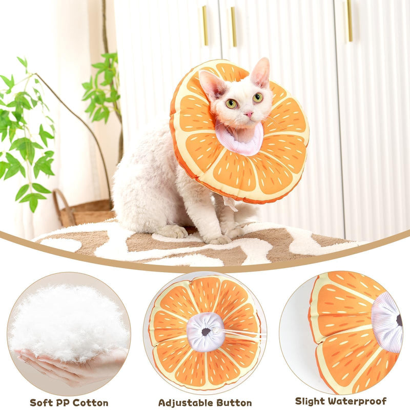 Cat Cone Collar Soft, Medium Waterproof Cat Recovery Collar for Wound Healing After Surgery or Neutering Alternative to Elizabethan Collars Medical Neck Cone for Cats and Puppies Orange