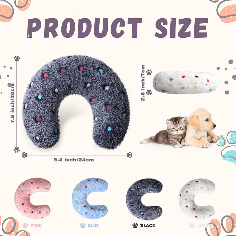 Sweetude 4 Pcs Pillows for Cats Puppy Bed Soft Fluffy Pet Calming Toy Half Donut U Shaped Pet Neck Pillow Training Toy Joint Relief Cervical Protection(Polka Dot,Medium) Polka Dots Medium - PawsPlanet Australia