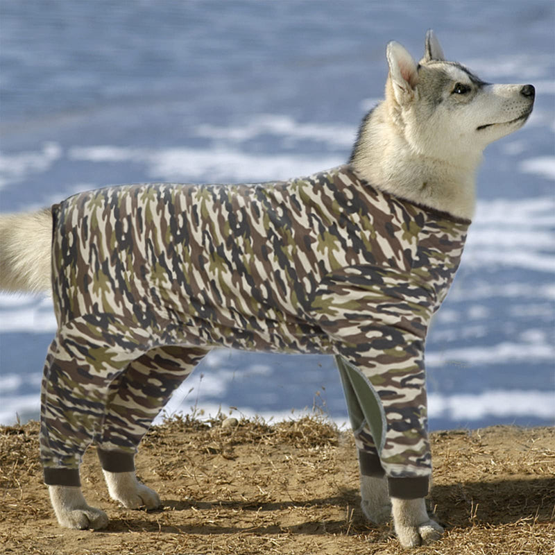 Yeapeeto Dog Onesie Surgery Recovery Suit for Large Medium Bodysuit Dogs Pajamas PJS Full Body for Shedding, Prevent Licking, Wound Protection, Cone Alternative (5XL, Camo) 5XL - PawsPlanet Australia