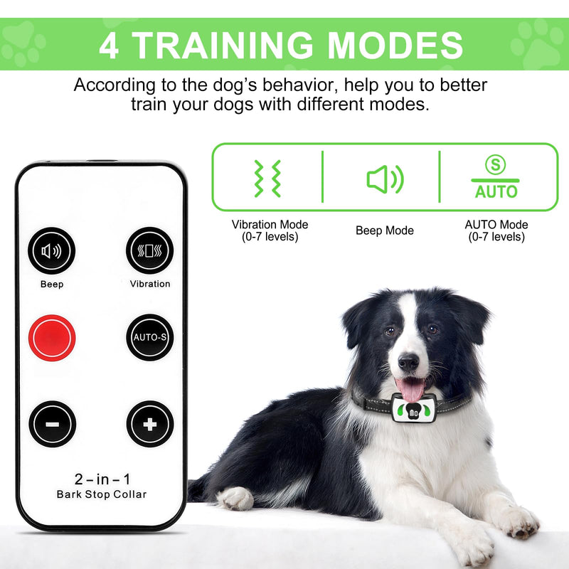 Dog Training Collar with 4 Training Modes - Dog Bark Collar with Mini Remote - Dog Shock Collar for Indoor & Outdoor, Shock Collar for Large Dog Medium Dog & Small Dog (10~120 lbs) White - PawsPlanet Australia