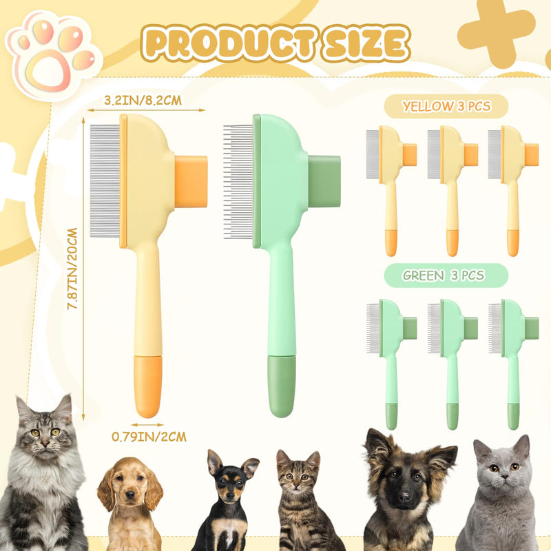 Meanplan 6 Pcs Pet Hair Removal Comb Flea Comb for Cats Dogs One Click Self Cleaning Grooming Brush Bulk Dogs Long Short Stainless Steel Teeth for Shedding Massaging Cleaning Pet Hair (2 Style) - PawsPlanet Australia