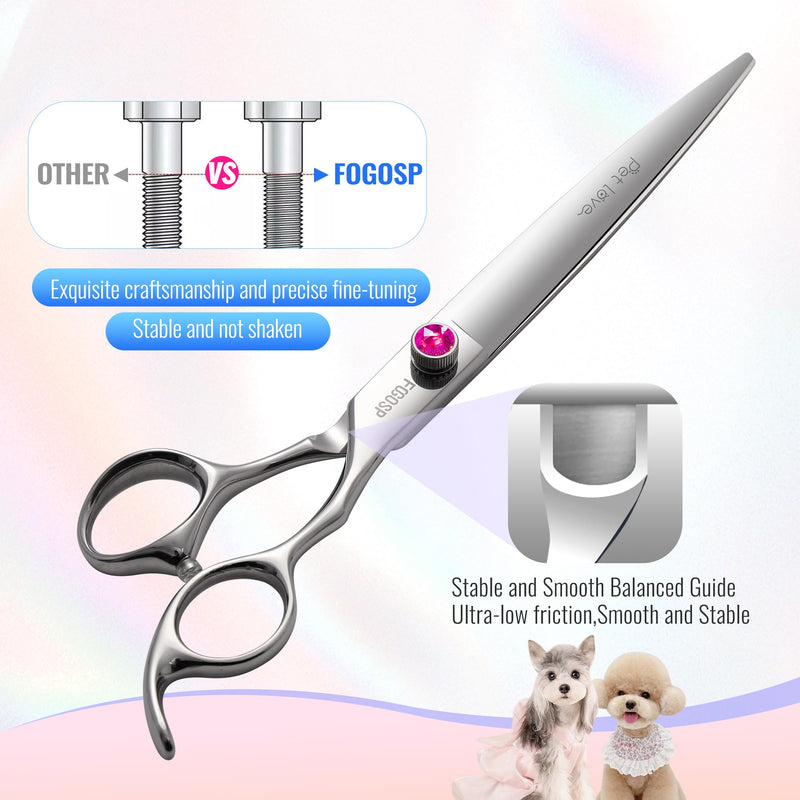 Straight Dog Grooming Scissors 7.0'' Professional Dog Hair Shears Pet Cat Japan 440C Grooming Scissors for Small Dogs Super Sharp (7.0'',Straight) Straight Shears 7.0 inch Purple Diamond - PawsPlanet Australia