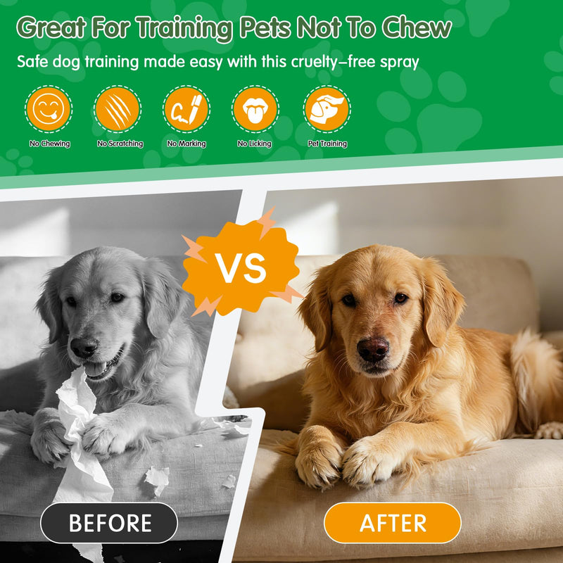 2 Bottles Bitter Apple Spray for Dogs - No Chew Spray for Dogs to Stop Barking Marking and Nibbling - Natural Ingredients Dog Repellent Spray for Furniture and Your Belongings Green - PawsPlanet Australia
