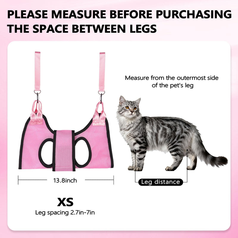 Dog Grooming Hammock, Cat/Small Dog Hammock for Nail Trim, Hanging Harness for Claw Care,Grooming Sling Holder Hanger with Thick Fabric Neck Support Wide Strap Restraint(Pink,xs) Pink - PawsPlanet Australia